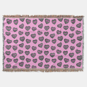 Vol van Love Hearts Pattern zwart roze Deken