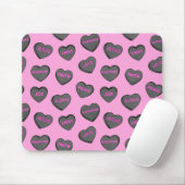 Vol van Love Hearts Pattern zwart roze Muismat (Met muis)