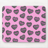 Vol van Love Hearts Pattern zwart roze Muismat (Voorkant)