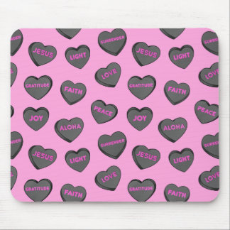 Vol van Love Hearts Pattern zwart roze Muismat