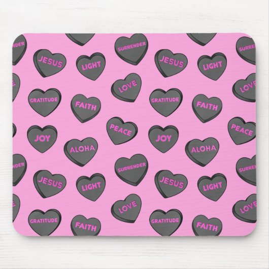 Vol van Love Hearts Pattern zwart roze Muismat (Voorkant)