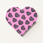 Vol van Love Hearts Pattern zwart roze Notitieboek (Achterkant)