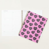 Vol van Love Hearts Pattern zwart roze Planner (Display)