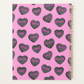 Vol van Love Hearts Pattern zwart roze Planner (Achterkant)