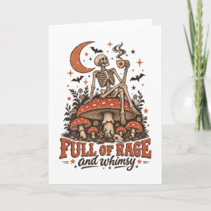 Vol van woede grillige skelet paddestoel Halloween Kaart