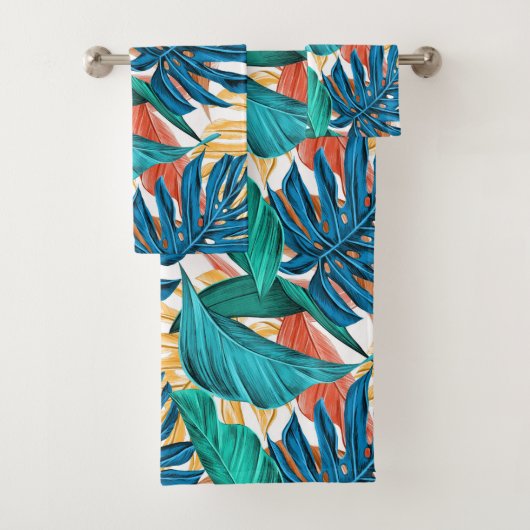 Volage tropical exotique Feuilles Turquoise Bleu S (En situation)