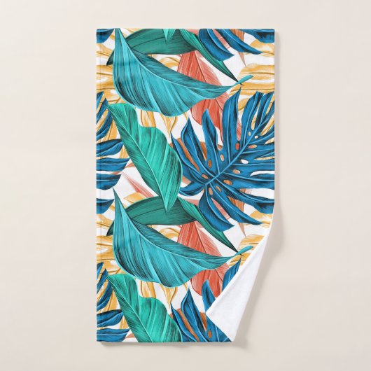 Volage tropical exotique Feuilles Turquoise Bleu S (Serviette à main)
