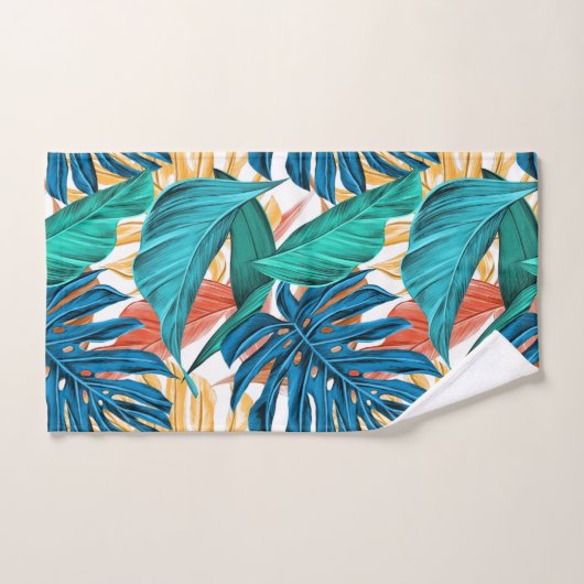 Volage tropical exotique Feuilles Turquoise Bleu S (Serviette à main)