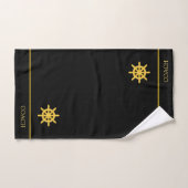 Volant de Bateau Doré & Texte sur Fond Noir (Serviette à main)