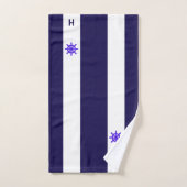 Volant de navire nautique & monogramme sur bleu & (Serviette à main)