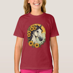 Volbloed Paard en Zwarte Oog Susan Bloemen T-shirt