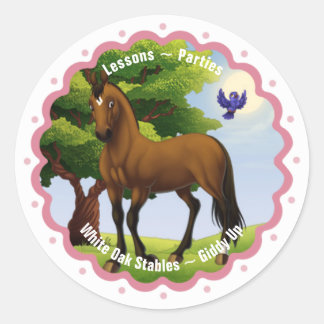Volbloed Paard in Weiland Ronde Sticker