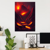 Volcan, montagne et lave | AI Art Poster (Bureau à domicile)