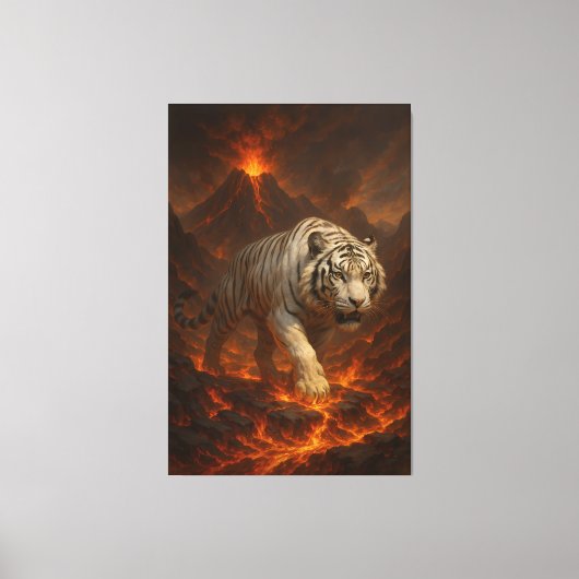 Volcanic White Tiger | Inferno King of the Fire R Canvas Afdruk (Voorkant)