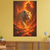 Volcanic White Tiger | Inferno King of the Fire R Canvas Afdruk (Insitu (Woonkamer))