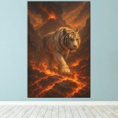 Volcanic White Tiger | Inferno King of the Fire Re Canvas Afdruk (Insitu (Houten vloer))