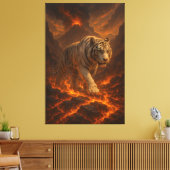 Volcanic White Tiger | Inferno King of the Fire Re Canvas Afdruk (Insitu (Woonkamer))