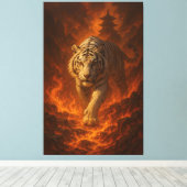 Volcanic White Tiger Premium Wall Art – Fine Art C Canvas Afdruk (Insitu (Houten vloer))
