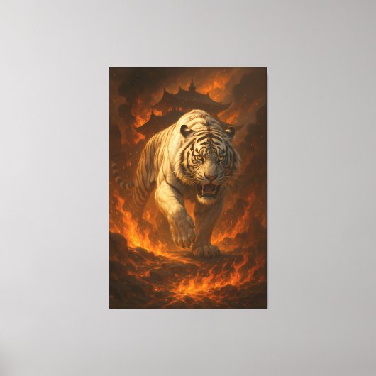 Volcanic White Tiger Premium Wall Art – Fine Art C Canvas Afdruk (Voorkant)