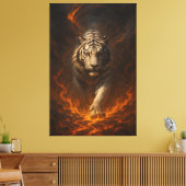 Volcanic White Tiger Premium Wall Art – Fine Art C Canvas Afdruk (Insitu (Woonkamer))