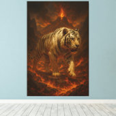 Volcanic White Tiger Premium Wall Art – Fine Art C Canvas Afdruk (Insitu (Houten vloer))