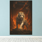 Volcanic White Tiger Premium Wall Art – Fine Art C Canvas Afdruk (Insitu (Houten vloer))