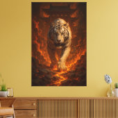 Volcanic White Tiger Premium Wall Art – Fine Art C Canvas Afdruk (Insitu (Woonkamer))
