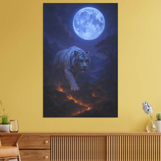 Volcanic White Tiger Premium Wall Art – Fine Art Canvas Afdruk (Insitu (Woonkamer))