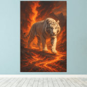 Volcanic White Tiger Premium Wall Art – Fine Art Canvas Afdruk (Insitu (Houten vloer))