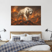 Volcanic White Tiger Premium Wall Art – Fine Art Canvas Afdruk (Insitu (Slaapkamer))