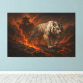 Volcanic White Tiger Premium Wall Art – Fine Art Canvas Afdruk (Insitu (Houten vloer))