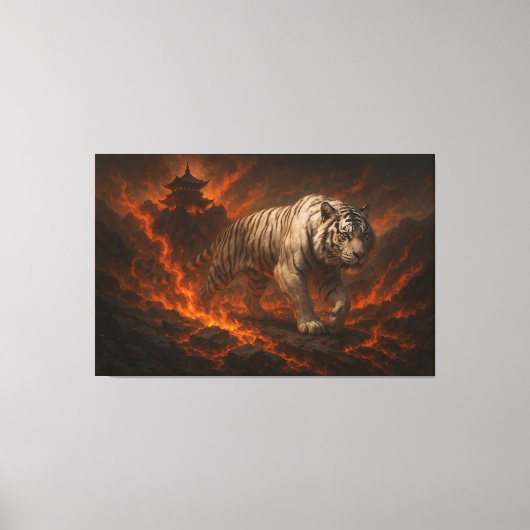 Volcanic White Tiger Premium Wall Art – Fine Art Canvas Afdruk (Voorkant)