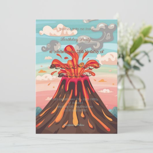Volcano Birthday Invitation Party Fun (Debout devant)