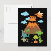 Volcano en Dino Boys Girls Funny Dinosaurs Briefkaart (Voorkant / Achterkant)