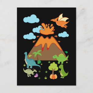 Volcano en Dino Boys Girls Funny Dinosaurs Briefkaart