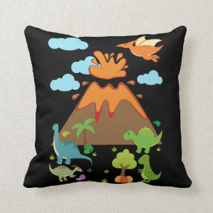 Volcano en Dino Boys Girls Funny Dinosaurs Kussen