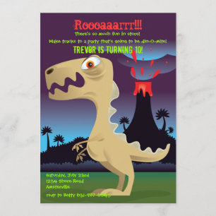 Volcano Eruption Dinosaur Birthday Party nodigt ui Kaart