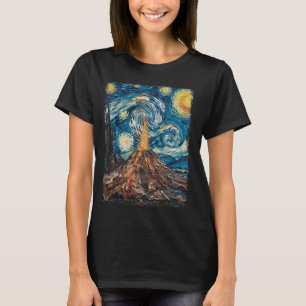 Volcano Geologie Magma Lava Sterrennacht Schildere T-shirt
