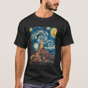 Volcano Geologie Magma Lava Sterrennacht Schildere T-shirt