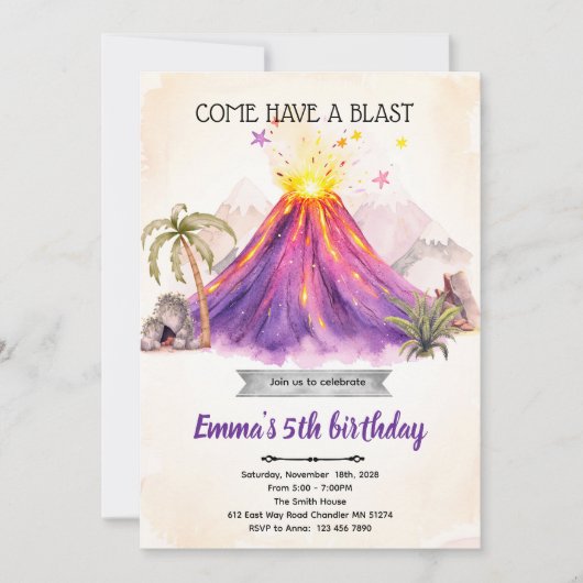 Volcano girl theme party Invitation (Devant)