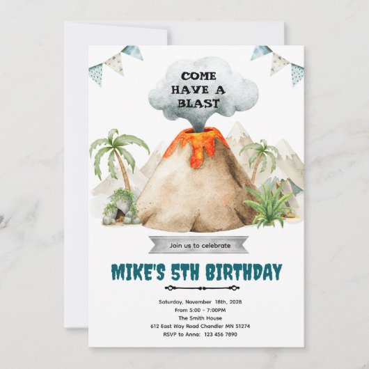 Volcano theme party Invitation (Devant)