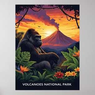 Volcanoes National Park bij zonsondergang Poster
