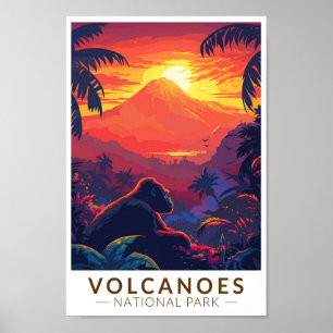 Volcanoes National Park Mountain Gorilla Travel Poster