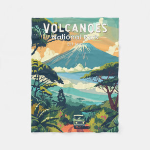 Volcanoes National Park Rwanda Travel Art Vintage Fleece Deken