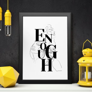 VOLDOENDE Grafische Zwarte Witte Moderne Typografi Poster