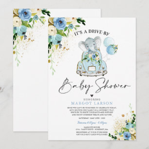 Volée éléphante par Baby shower Invitation bleu