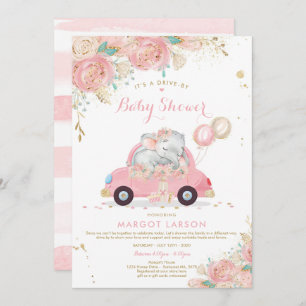Volée éléphante par Baby shower Invitation rose
