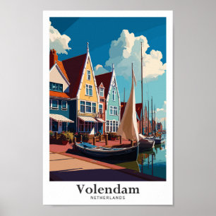 Volendam Nederland Reizen Illustratie Poster