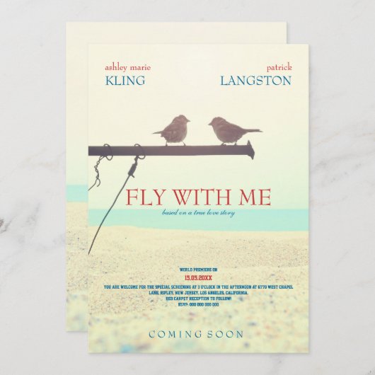 Voler avec moi - Faire-part de mariage (Devant / Derrière)
