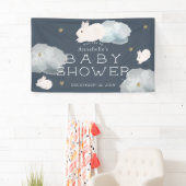 Voler Bunny Stars Nuages Baby shower Bannière (En situation)